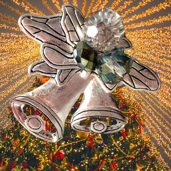 Silver Bells with Iridescent Bead dangles - Picture 6 of 15